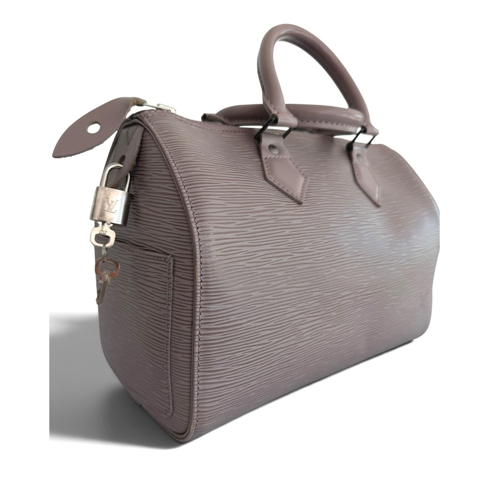 Louis Vuitton Speedy 25 Epi Lilac Mauve Leather Bag w Lock Keys Dust Bag